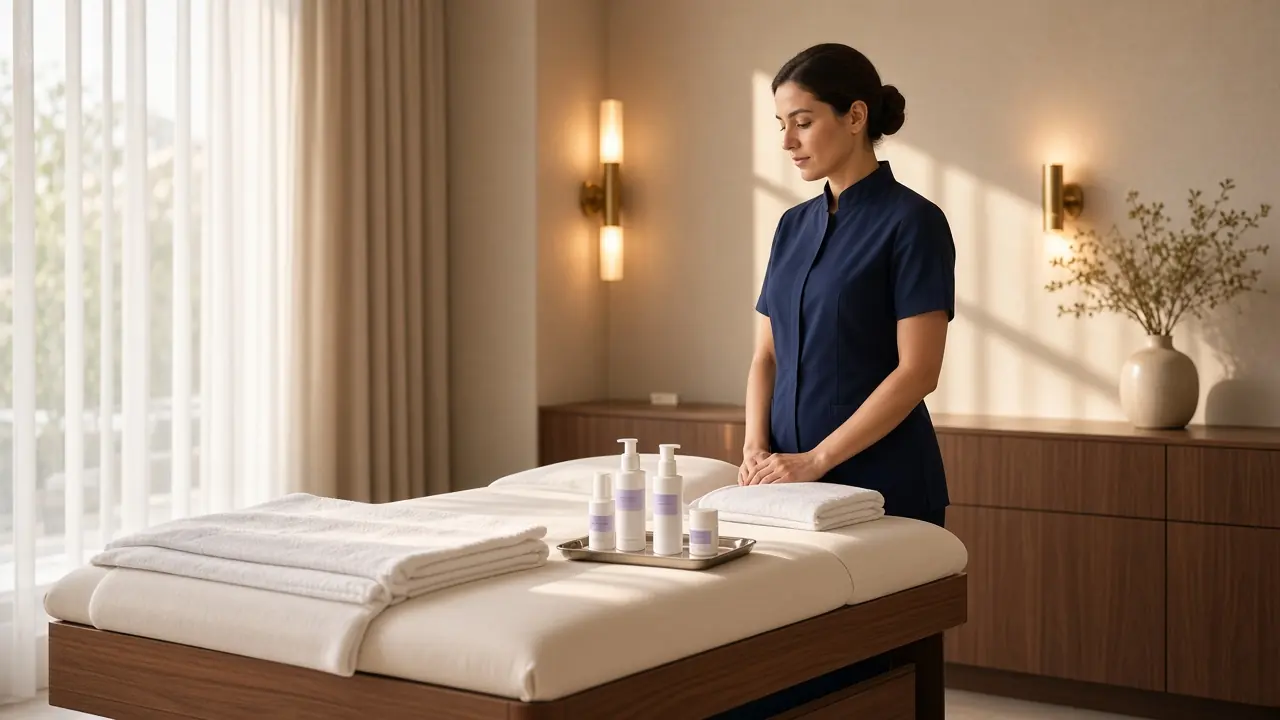 Luxury aesthetic treatment room prepared for a patient